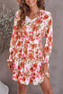 V Neck Long Sleeve Tie Waist Mini Dress